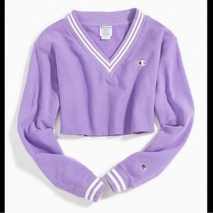 Purple varsity crop sweatshirt